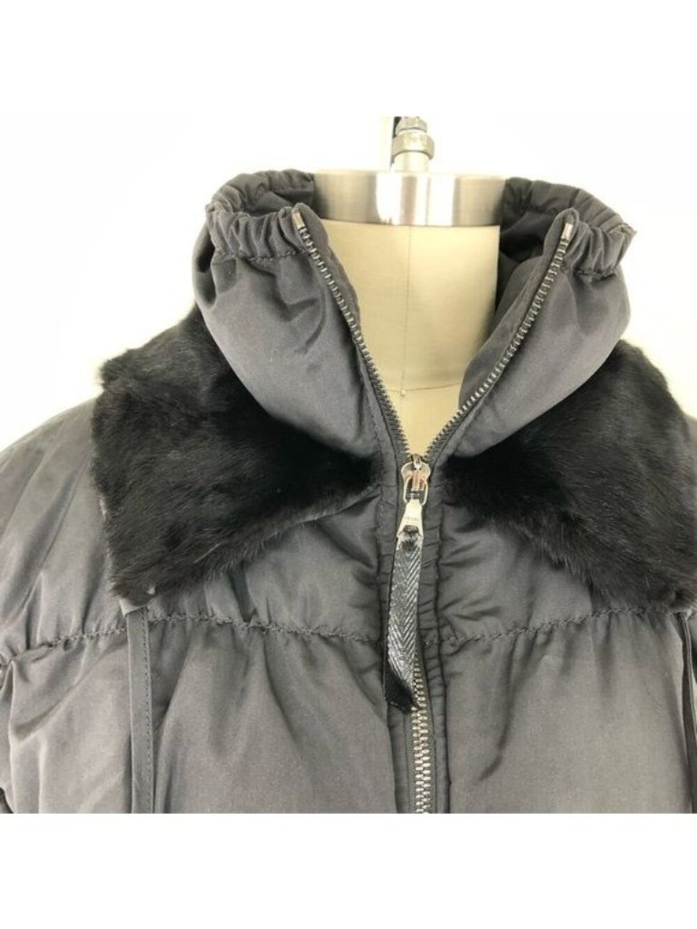 PRADA Down Puffer Belted Coat Raccoon Fur Hood Jacket - Picture 5 of 16